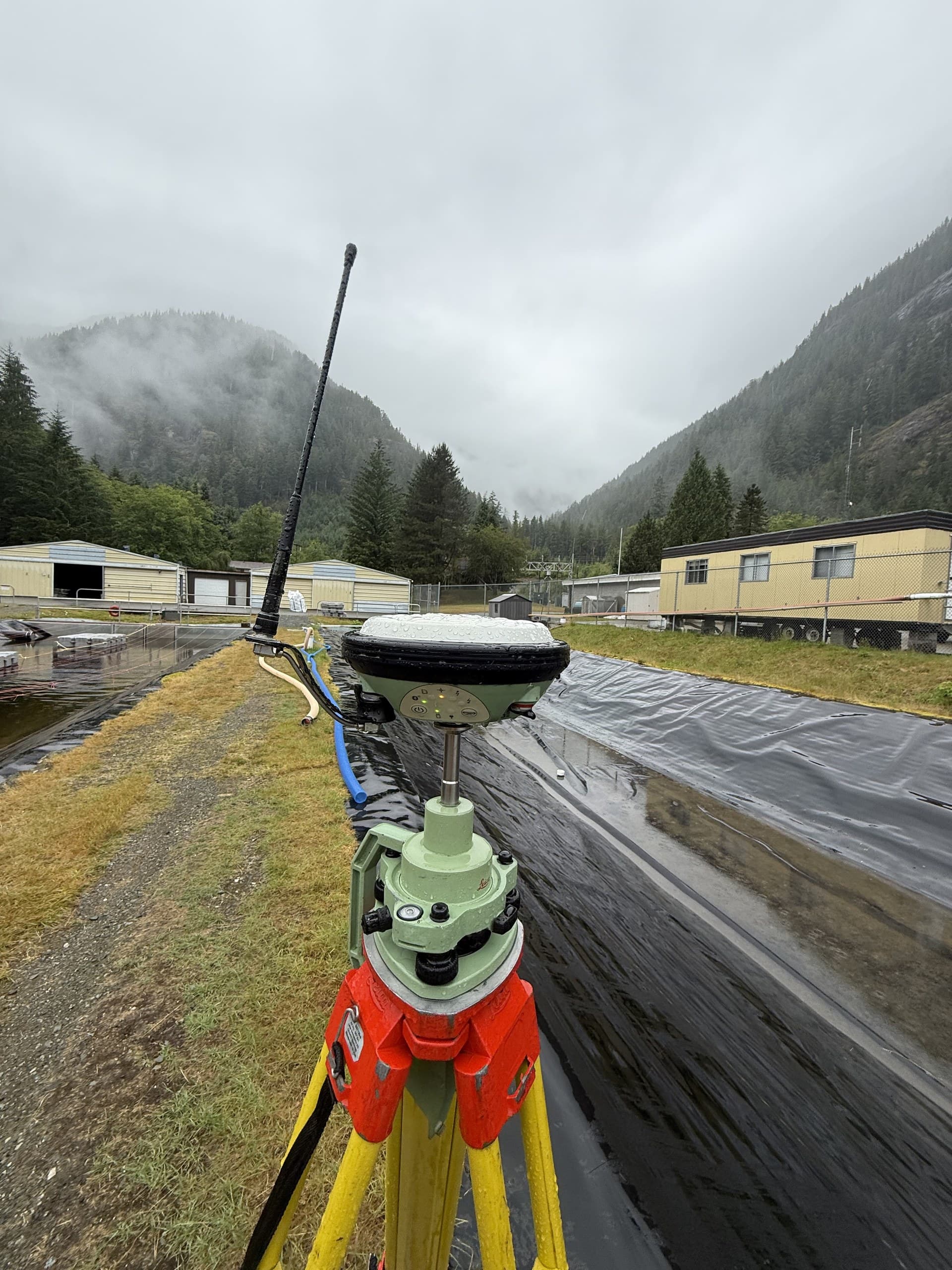 GNSS base station at a coastal site in low cloud and rain